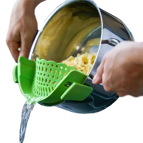 Passoire De Cuisine Silicone Suspendue Tamis La Farine En Acier Inox Avec Poignée Mailles Fine Pour Poudre Pâtisserie Égoutter Nouille Riz Passer Sauces Filtrer Sur Bol Bassin Manche Pour (Gris)