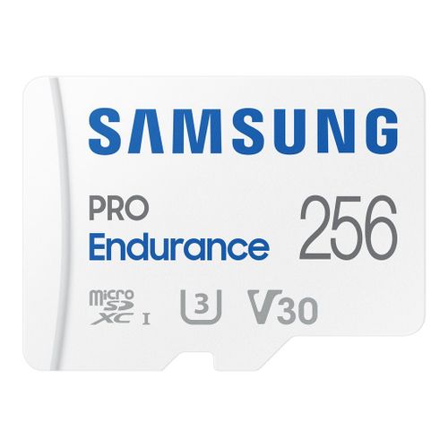 Samsung PRO Endurance MB-MJ256KA - Carte mémoire flash (adaptateur microSDXC vers SD inclus(e)) - 256 Go - Video Class V30 / UHS-I U3 / Class10 - microSDXC UHS-I - blanc