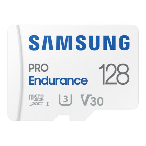 Samsung PRO Endurance MB-MJ128KA - Carte mémoire flash (adaptateur microSDXC vers SD inclus(e)) - 128 Go - Video Class V30 / UHS-I U3 / Class10 - microSDXC UHS-I - blanc