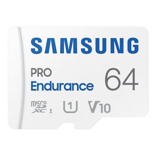 Samsung PRO Endurance MB-MJ64KA - Carte mémoire flash (adaptateur microSDXC vers SD inclus(e)) - 64 Go - Video Class V10 / UHS-I U1 / Class10 - microSDXC UHS-I - blanc