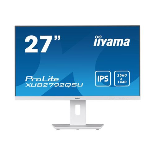 iiyama ProLite XUB2792QSU-W5 - Écran LED - 27" - 2560 x 1440 WQHD @ 75 Hz - IPS - 350 cd/m² - 1000:1 - 5 ms - HDMI, DVI, DisplayPort - haut-parleurs - blanc mat