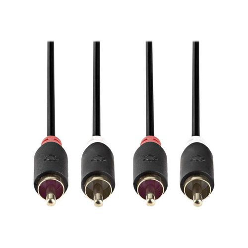 Nedis - Câble audio - RCA mâle pour RCA mâle - 5 m - anthracite - rond