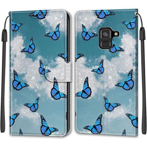 Coque Pour Samsung Galaxy A8 2018, Coque Samsung A8 2018, Etui Protection Housse Premium En Cuir Pu, Emplacements Cartes , Pochette Flip Case Pour Galaxy A8 2018 Book