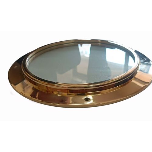 Hublot de navire en laiton massif 33 cm, verre trempé St Gobain 8 mm, 4,50 kilo