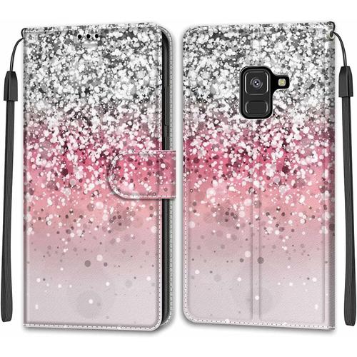 Coque Pour Samsung Galaxy A8 2018, Coque Samsung A8 2018, Etui Protection Housse Premium En Cuir Pu, Emplacements Cartes , Pochette Flip Case Pour Galaxy A8 2018 Book