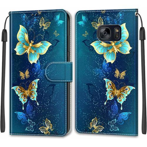 Coque Pour Samsung Galaxy S7, Coque Samsung S7, Etui Protection Housse Premium En Cuir Pu, Emplacements Cartes , Pochette Flip Case Pour Galaxy S7 Book