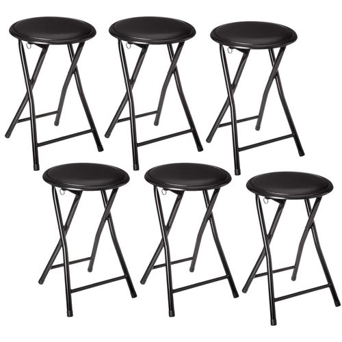 Lot De 6 Tabourets Pliants En Pvc - Noir
