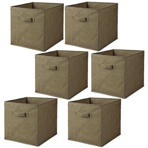 Lot De 6 Cubes De Rangement Pliables En Polypropylène Avec Poignée - 30x30x30cm - Vert Olive