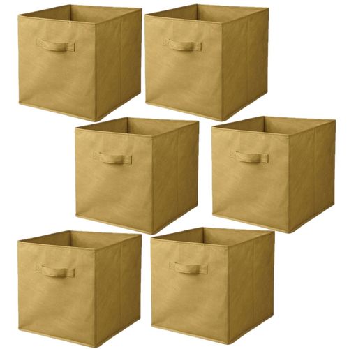 Lot De 6 Cubes De Rangement Pliables En Tissus Avec Poignée - 30x30x30cm - Jaune Ananas