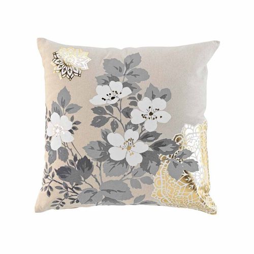 Coussin Déco Imprimé "Daya" 45x45cm Beige & Or