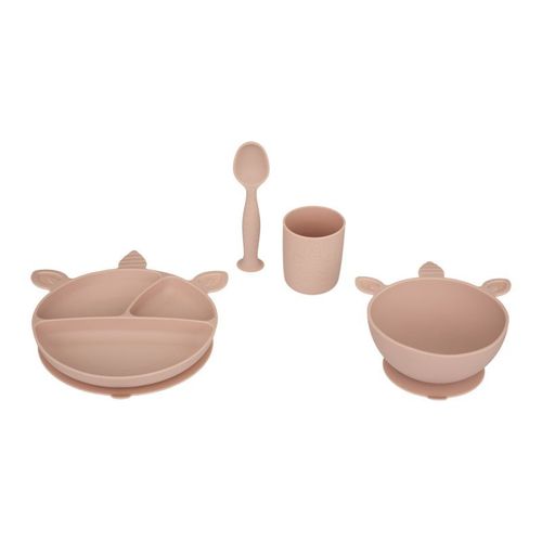 Set Repas Enfant "Silicone" 17cm Rose