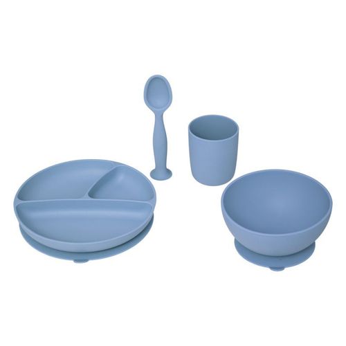 Set Repas Enfant "Silicone" 17cm Bleu