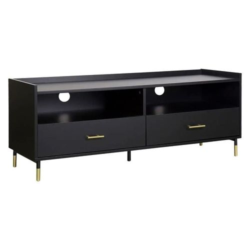 Meuble Tv 2 Portes & 2 Niches "Tedy" 120cm Noir