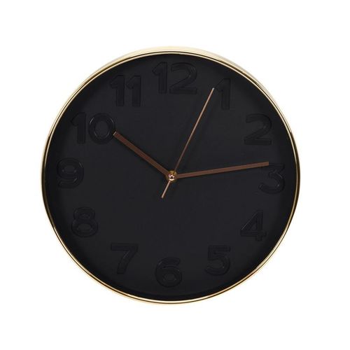 Horloge Murale "Gold" 30cm Noir & Cuivre