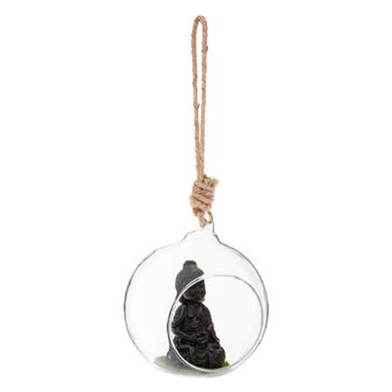 Boule en Verre Suspendue "Bouddha" 10cm Transparent