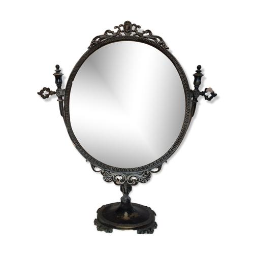 Psych miroir pivotant sur pied en laiton 35x28cm gris
