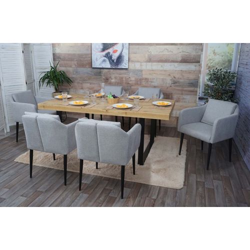 Lot De 6 Chaises De Salle À Manger Hwc-H93, Chaise De Cuisine Fauteuil   Tissu/Textile Gris Clair