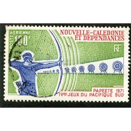 Timbre Oblitéré Nouvelle-Calédonie Et Dépendances,Papeete 1971,Poste Aérienne,Jumelet,Rf,100f Ives Jeux Du Pacifique Sud,