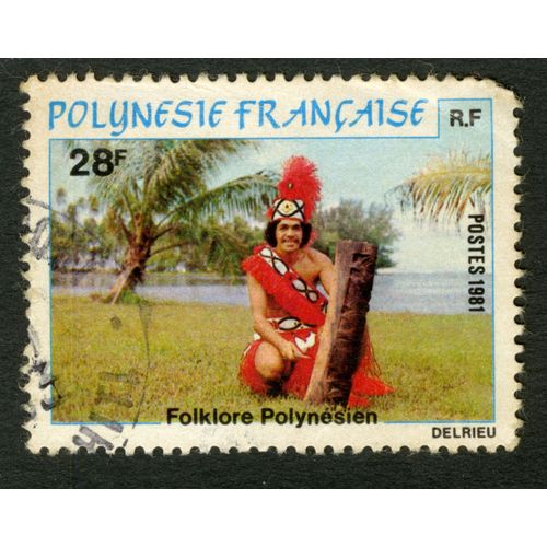 Timbre Oblitéré Polynésie Française,Folklore Polynésien,Postes 1981,Delrieu,Rf,28f