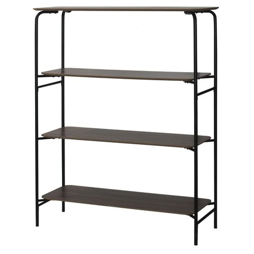 Etagère Design 4 Étages En Mdf Et Métal - Noir Et Marron