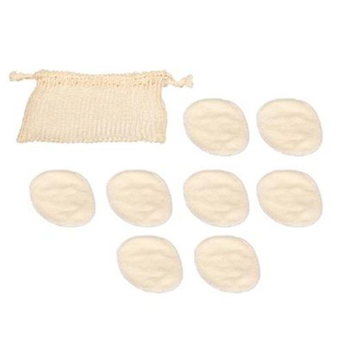 Lot de 8 Cotons Démaquillants "Lavable" 13cm Naturel