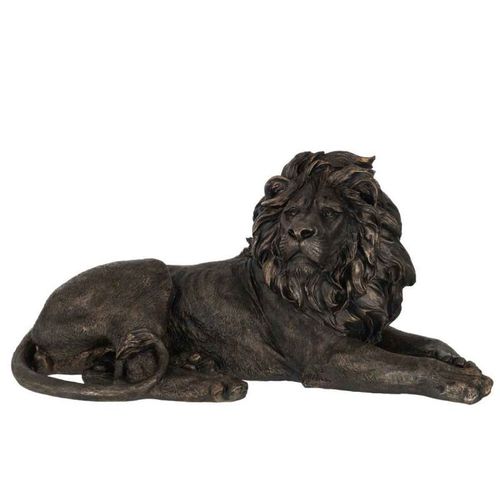 Paris Prix - Statuette Déco "lion Couché" 80cm Bronze