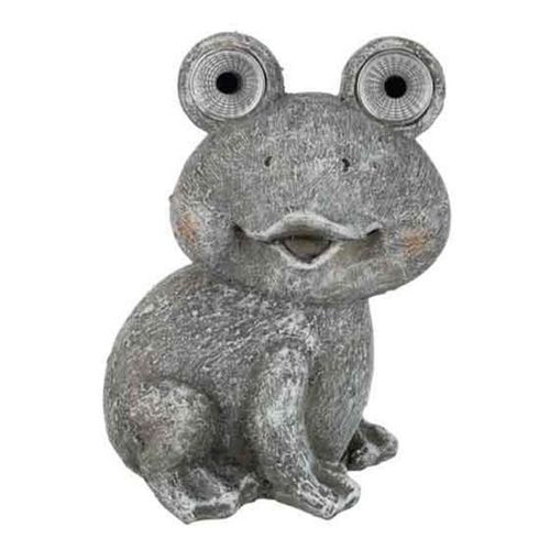 Paris Prix - Statuette Déco "grenouille Solaire" 22cm Gris