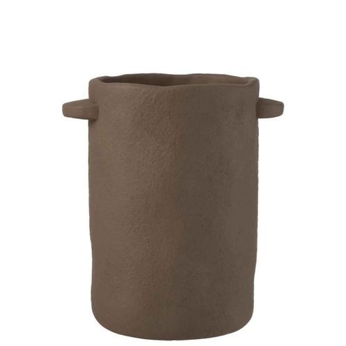 Paris Prix - Vase Allongé En Ciment "gustave" 30cm Marron Foncé