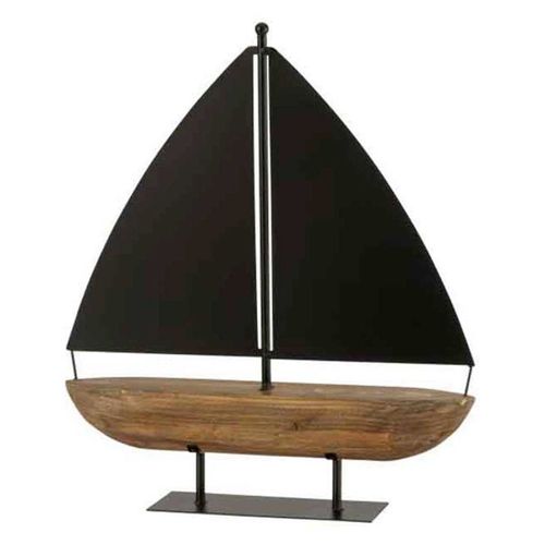 Paris Prix - Voilier Déco Sur Socle "bateau" 53cm Marron & Noir