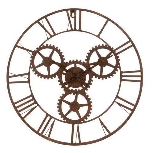 Paris Prix - Horloge Murale Design "roues" 60cm Rouille