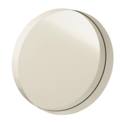 Paris Prix - Miroir Mural Rond Déco "bord Métal" 30cm Blanc