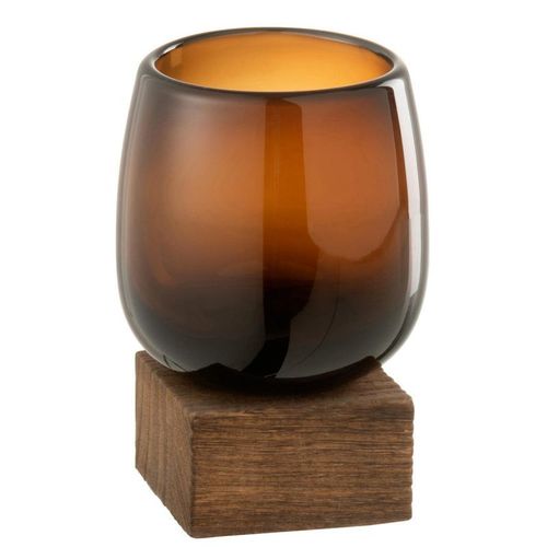 Paris Prix - Vase Sur Pied Design "bezu" 14cm Marron