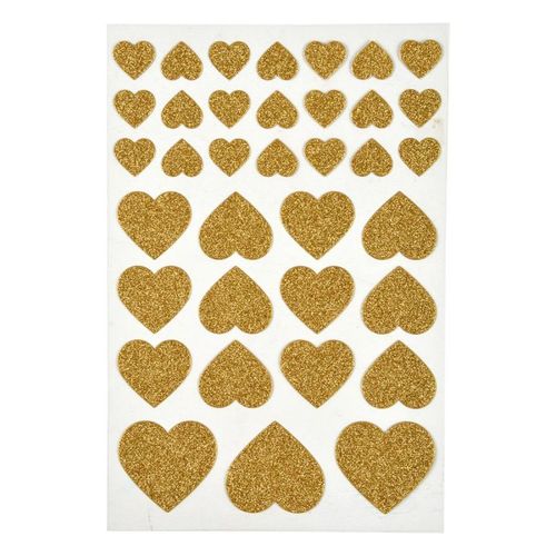 Paris Prix - Lot De 36 Stickers C¿ur "glitter" Or