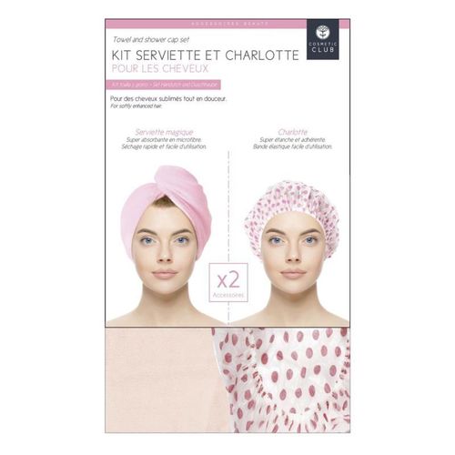 Paris Prix - Kit Serviette & Charlotte "cheveux" 60cm Rose