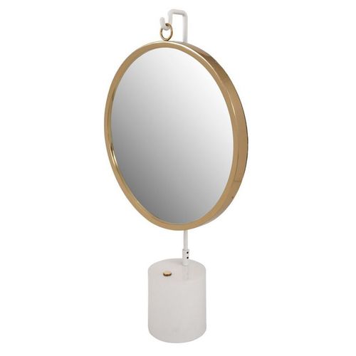Miroir à Poser Rond "Eleganca" 75cm Blanc & Or