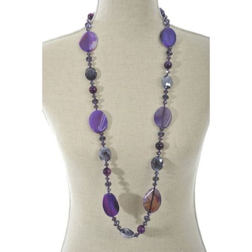 Paris Prix - Collier Design Cristal & Perles "neck" 18cm Violet