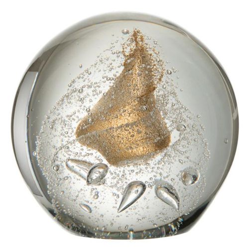 Paris Prix - Presse-papier Verre "bulle" 17cm Transparent & Or