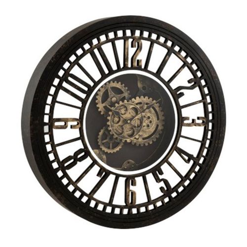 Paris Prix - Horloge Murale "mécanisme Miroir" 60cm Noir & Or