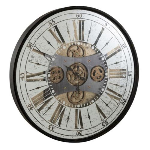 Paris Prix - Horloge Murale "chiffres Romains Miroir" 78cm Noir