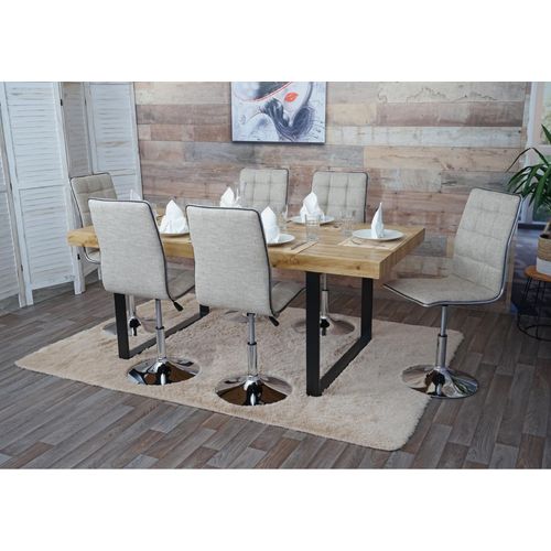 Lot De 6 Chaises De Salle À Manger Hwc-C41, Chaise De Cuisine, Pivotante Et Réglable En Hauteur, Tissu/Textile   Crème-Gris