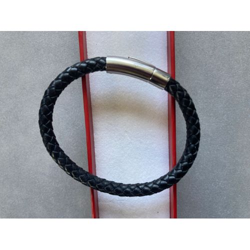 Bracelet Angelo En Cuir Et Acier Blanc