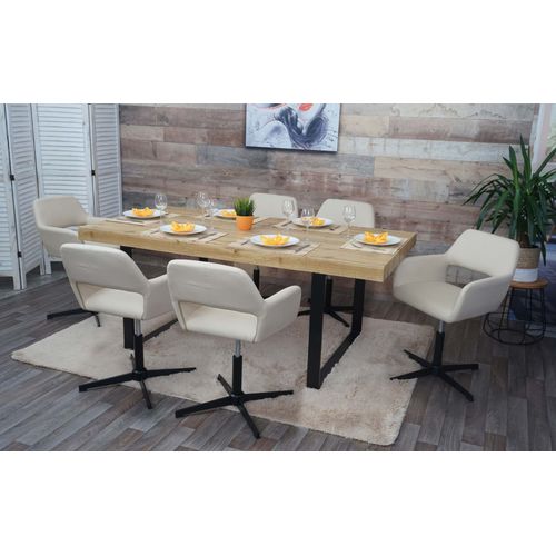 Lot De 6 Chaises De Salle À Manger Hwc-A50 Iv, Chaise De Cuisine, Rétro Réglable En Hauteur Mécanisme Rotatif   Similicuir Crème