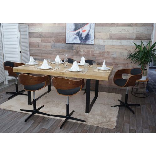 Lot De 6 Chaises De Salle À Manger Hwc-H46, Chaise De Cuisine, Réglable En Hauteur Mécanisme De Rotation Bois Courbé   Aspect No