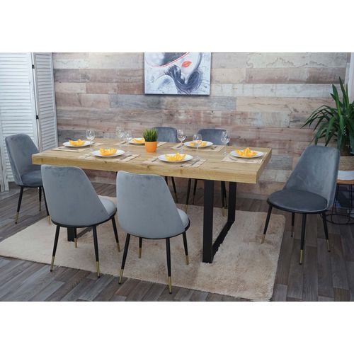 Lot De 6 Chaises De Salle À Manger Hwc-H28, Chaise De Cuisine, Métal   Gris, Pieds Noirs, Velours