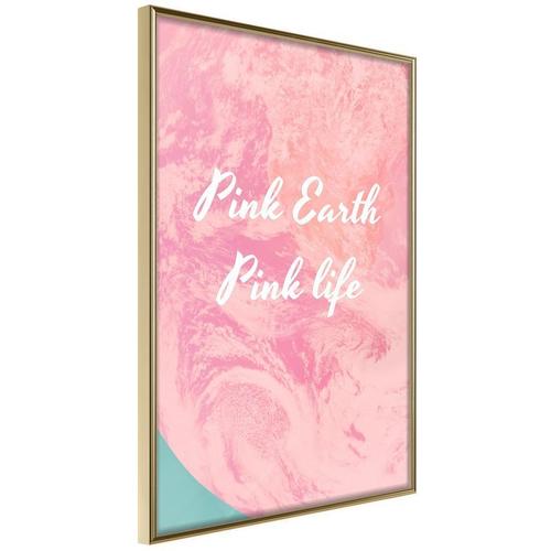 Paris Prix - Affiche Murale Encadrée "Pink Life" 30 X 45 Cm Or