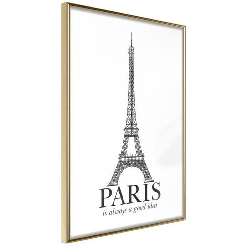 Paris Prix - Affiche Murale Encadrée "Eiffel Tower" 30 X 45 Cm Or
