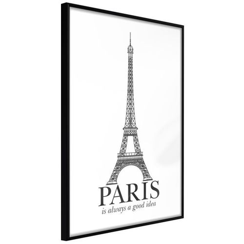 Paris Prix - Affiche Murale Encadrée "Eiffel Tower" 30 X 45 Cm Noir
