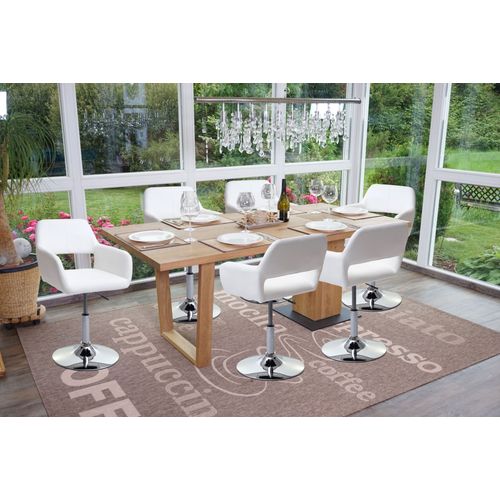 Lot De 6 Chaises De Salle À Manger Hwc-A50 Iii, Chaise De Cuisine, Rétro Années 50, Similicuir   Blanc, Pied Chromé