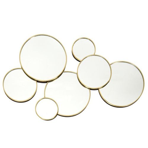 Paris Prix - Lot De 6 Miroirs Muraux "rond" 57cm Or