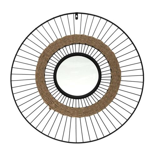 Paris Prix - Miroir Mural Design "filaire" 60cm Noir & Naturel